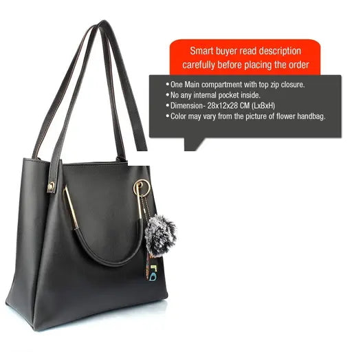 Midnight Black Handbag | Beautiful Handbags in Leather Look for Girls and Ladies